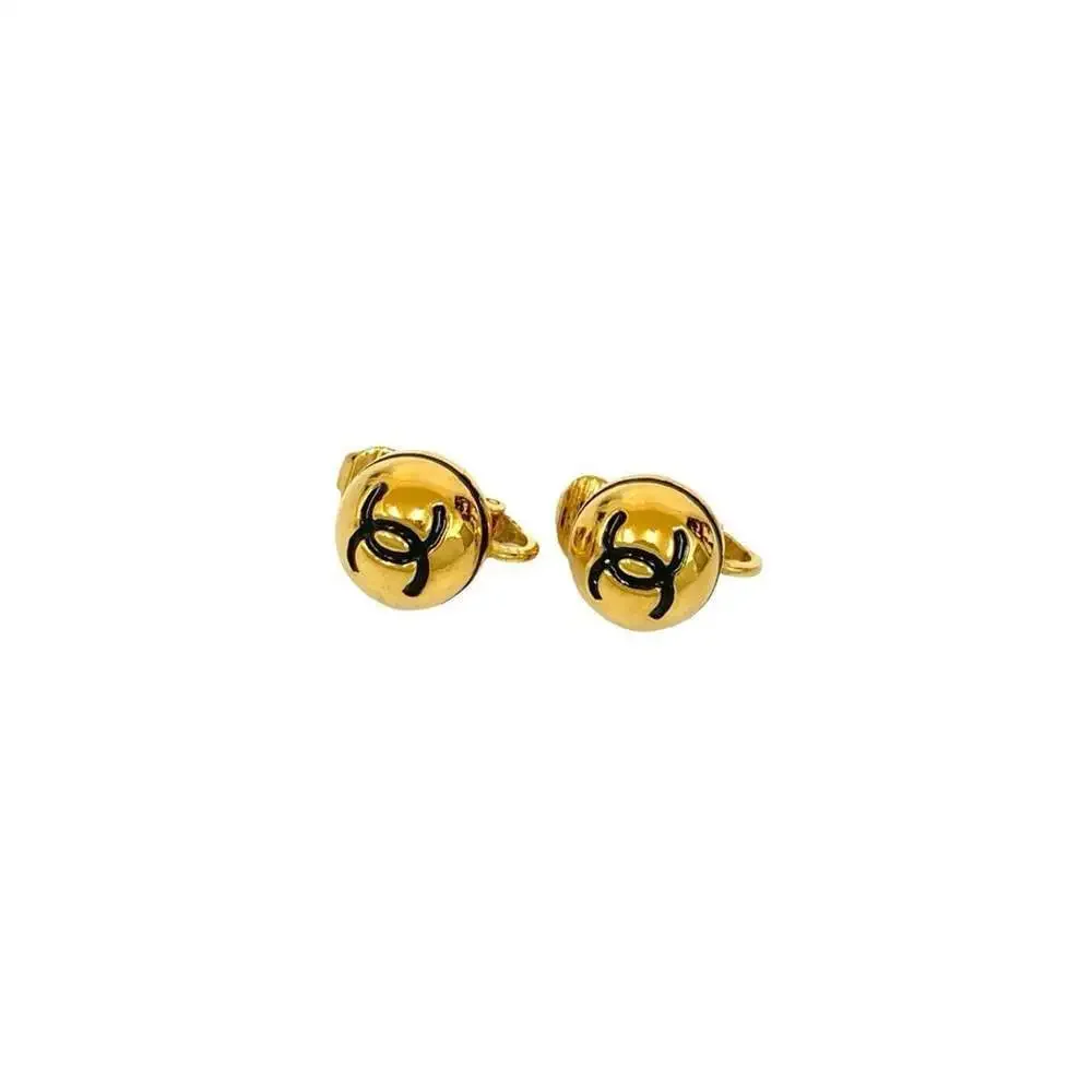 CHANEL Gold Logo Earrings